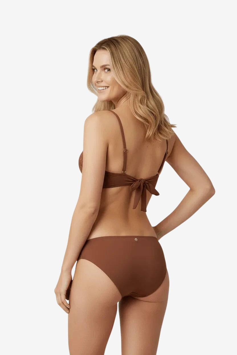 Bikini push up marrone di Raffaela D'Angelo con ferretto e slip regolare.