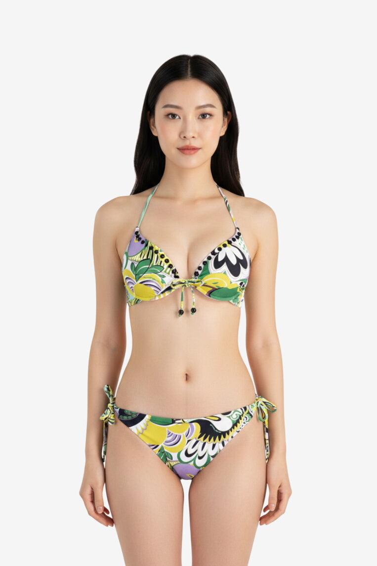 Bikini push-up verde lilla Marina Abagnale - frontale