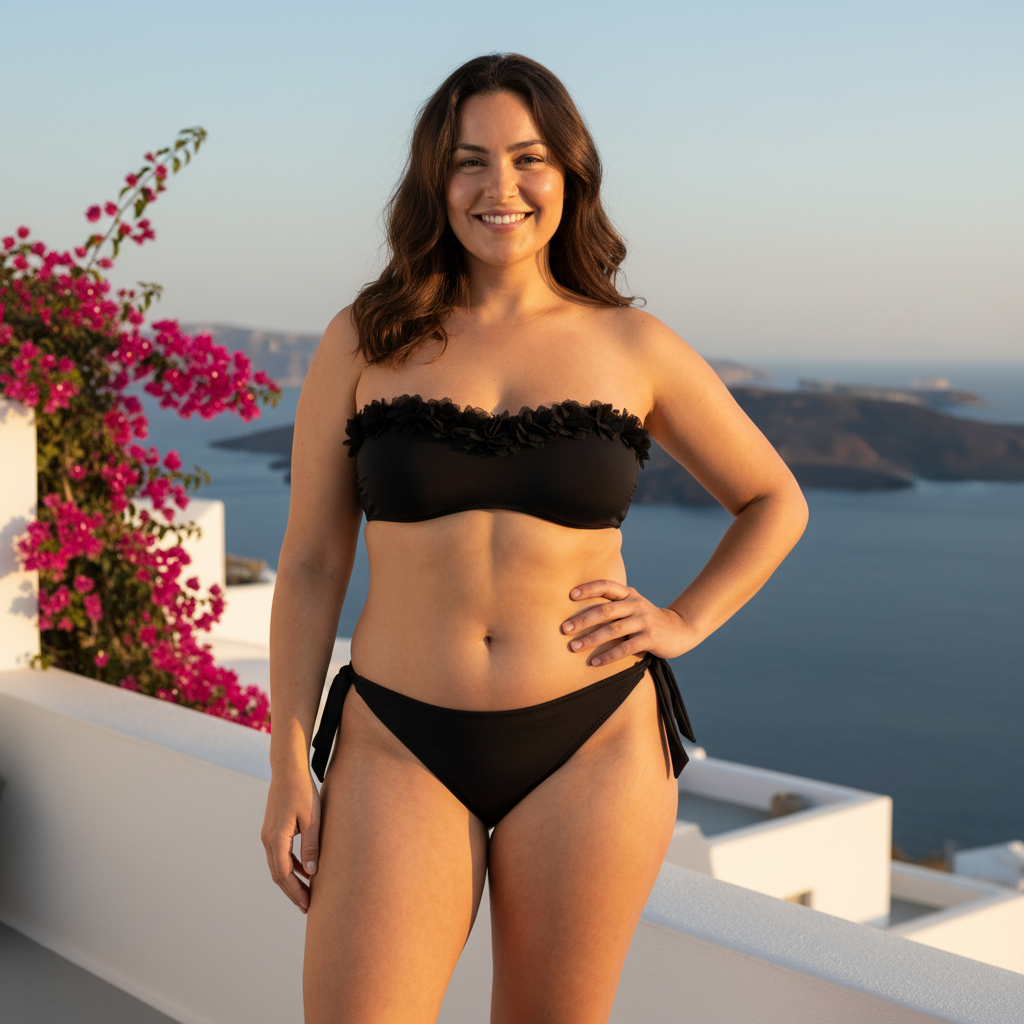 Black 3D Flowers Santorini