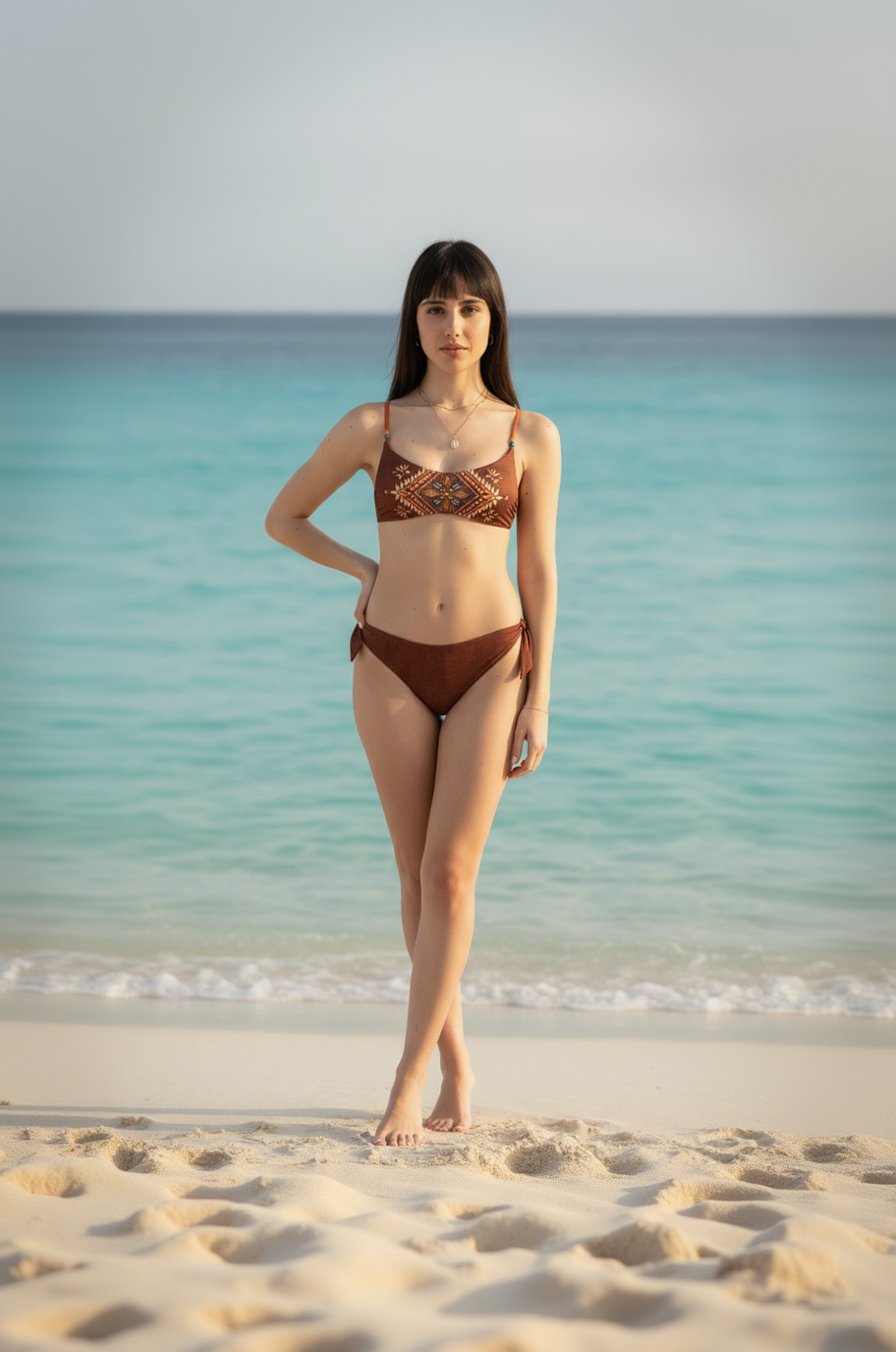 Bikini bralette Genius marrone con fantasia mandala.