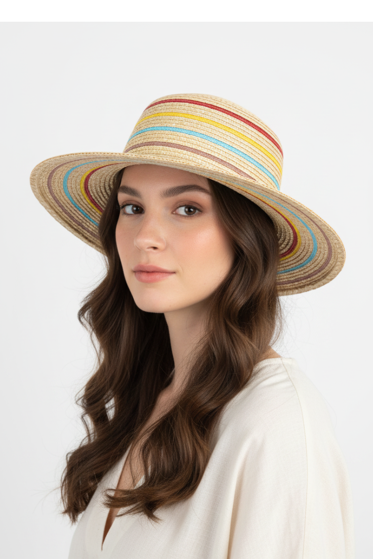 Cappello panama riga ciok Adrian - modella corretta