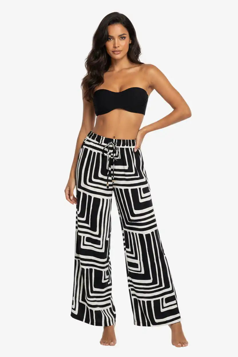 Pantalone Fantasia Nero Avorio - Iconique