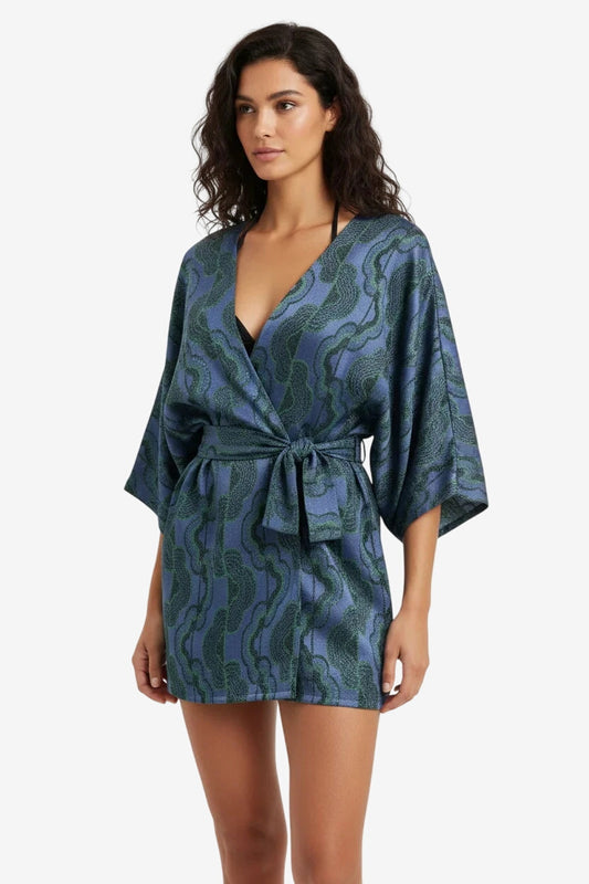 Kimono Corto Lurex Blu/Acqua – Otro Amor