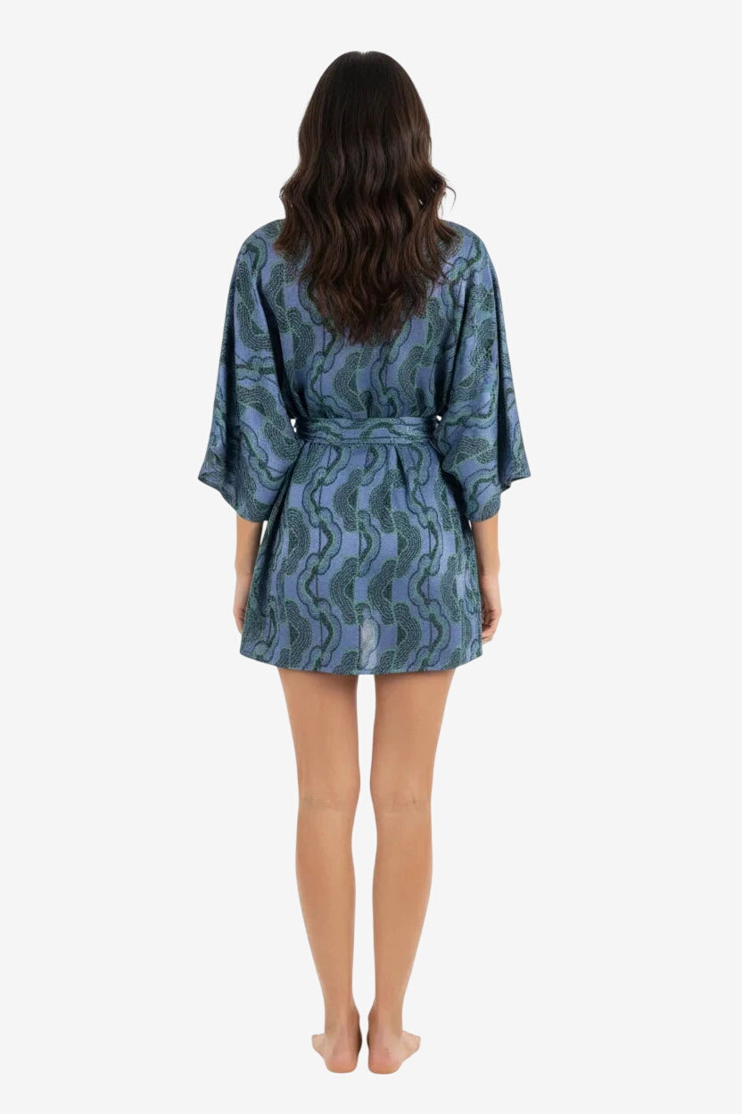 Kimono Corto Lurex Blu/Acqua – Otro Amor