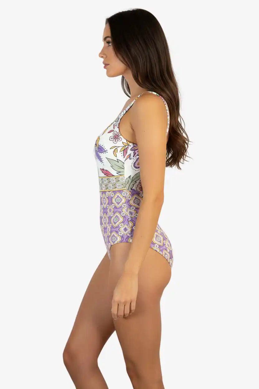 Costume Boho Lilla/Bianco - Vista Laterale