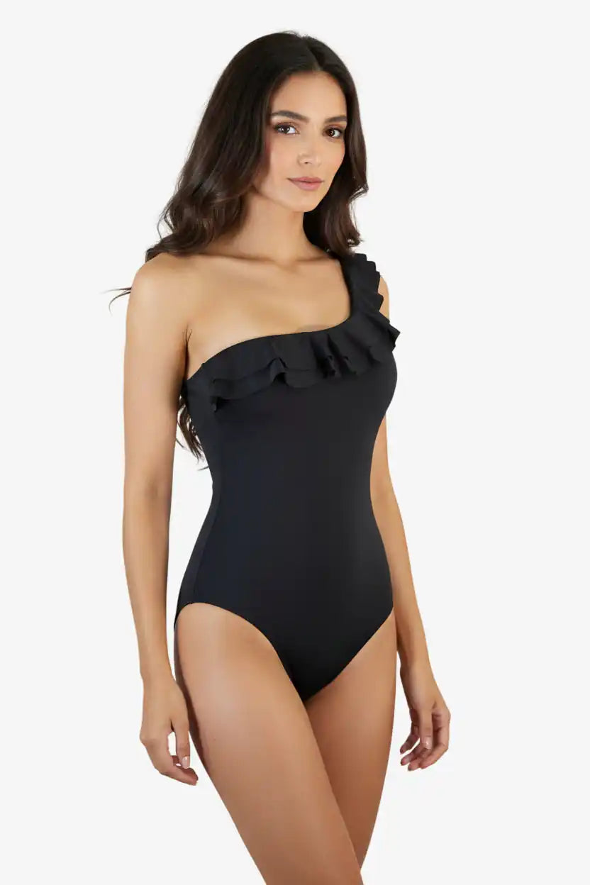 Costume Monospalla Nero - Vista Laterale