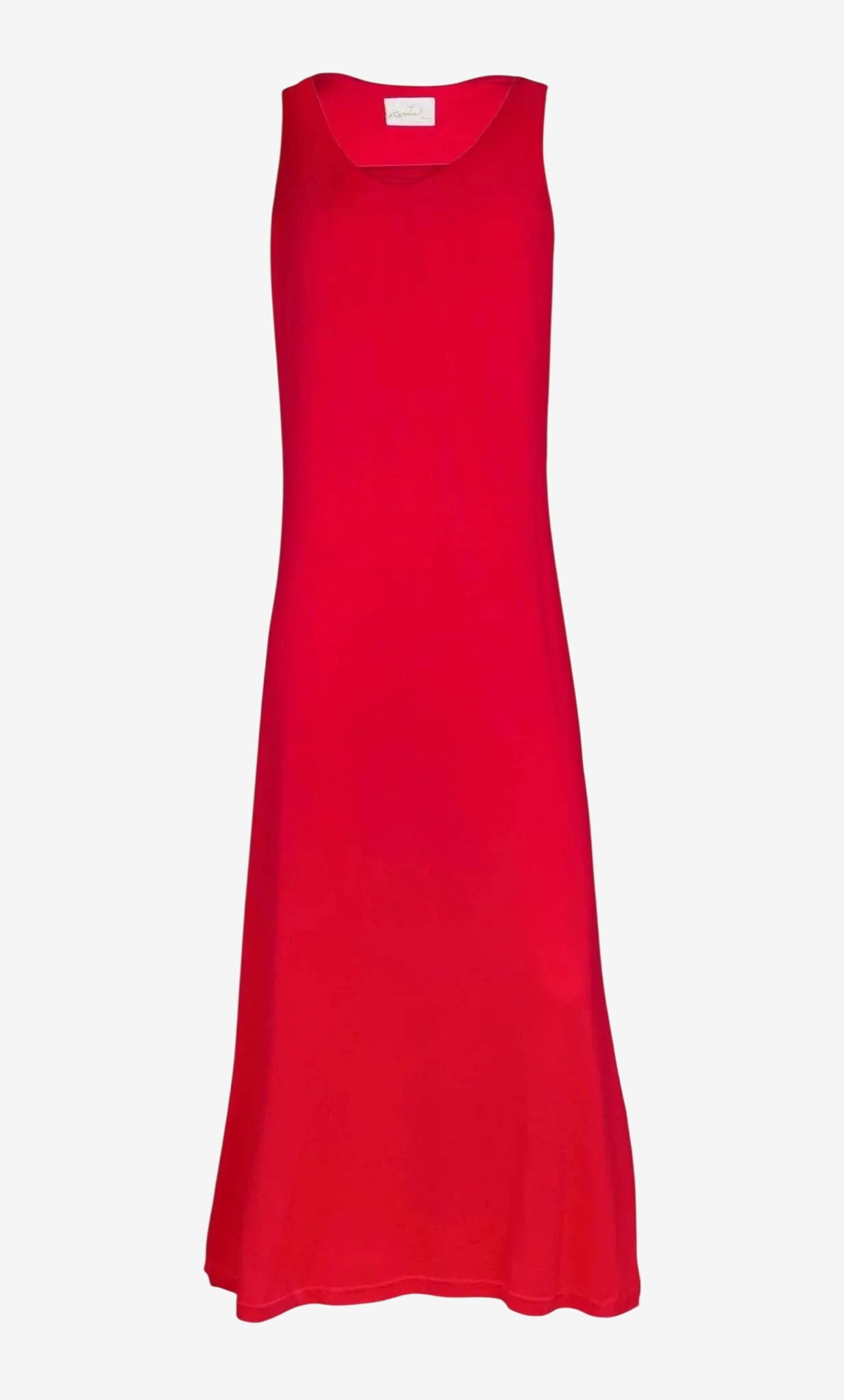 Abito lungo Roidal rosso senza maniche con scollo tondo e spacchi laterali.