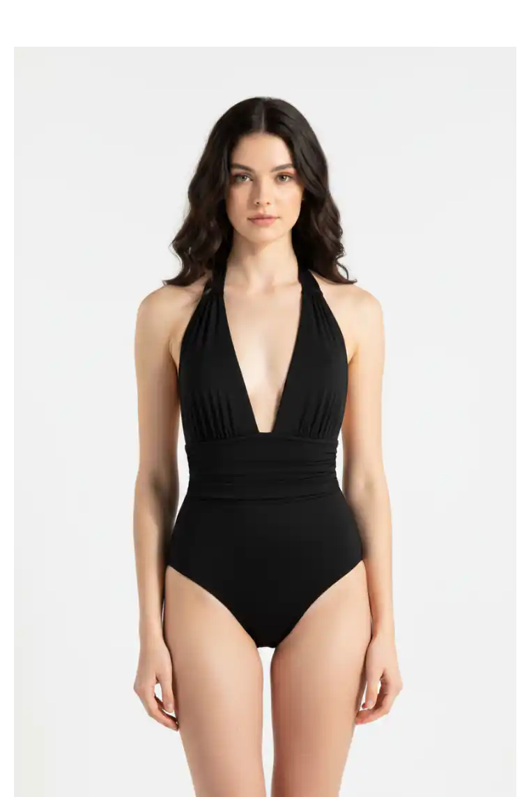Intero nero halter neck Vista Mare - vista frontale