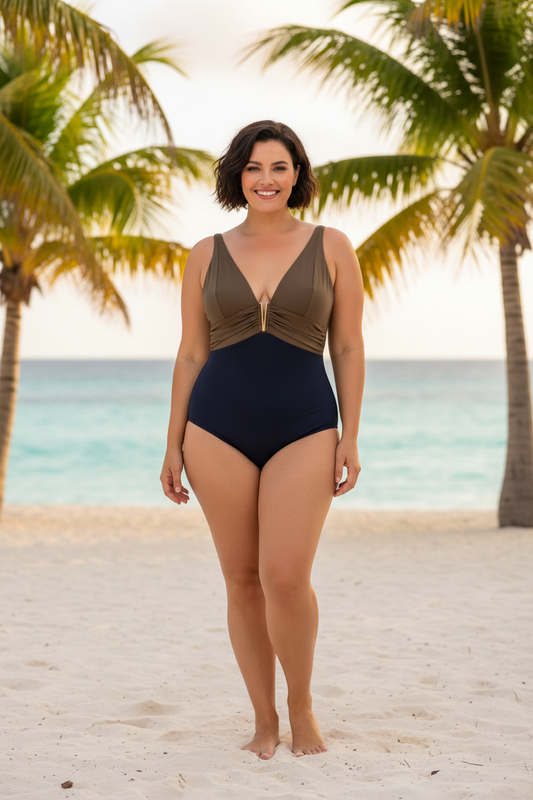 Intero bronzo navy curvy - Spiaggia