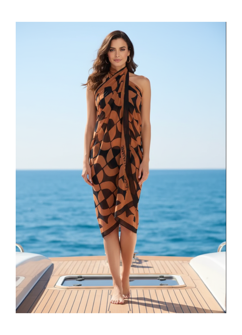 Pareo geometrico marrone frontale - Yacht