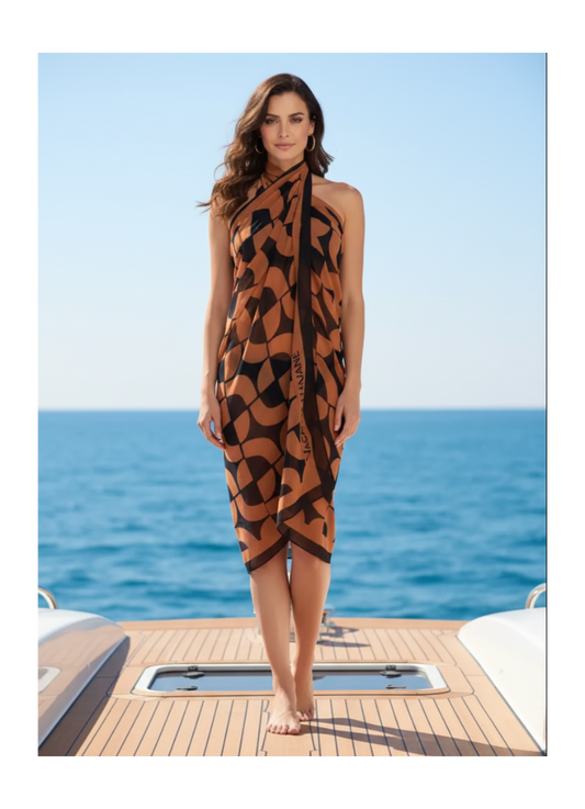 Pareo geometrico marrone frontale - Yacht