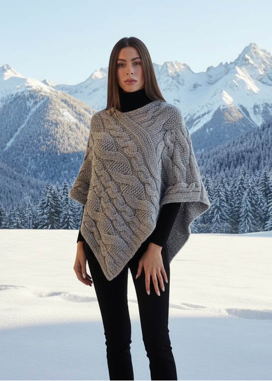 Poncho Grigio Montagna Sole