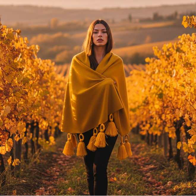 Poncho Senape Vigneto