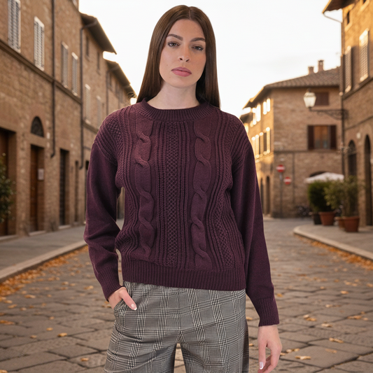 Pullover Bordeaux Trecce