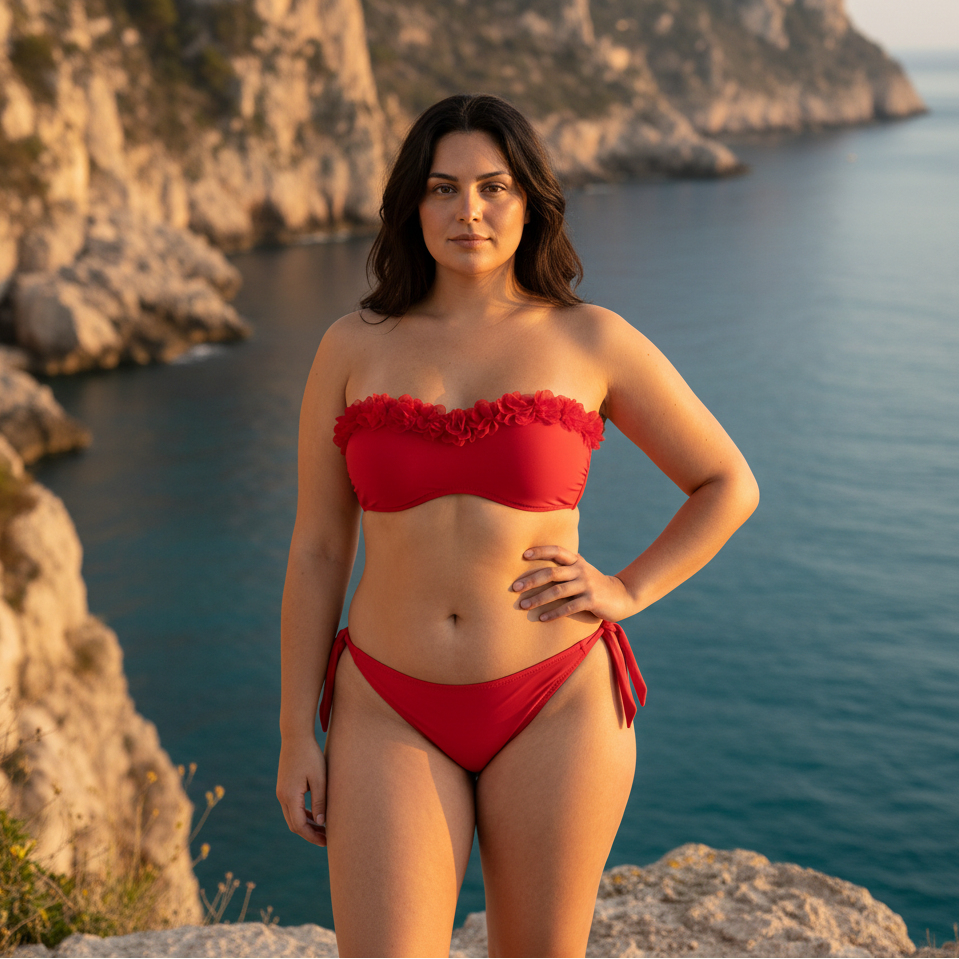 Red 3D Flowers Capri