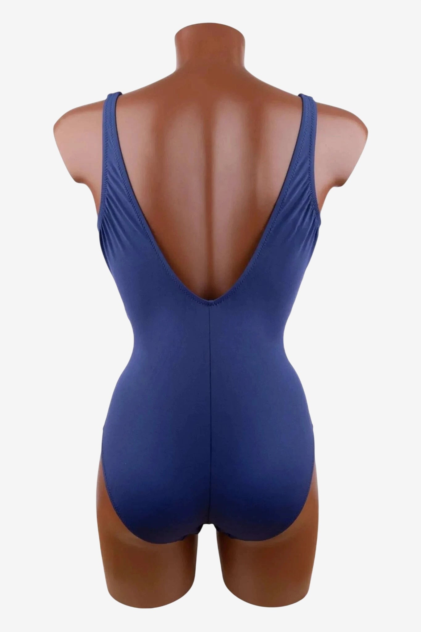 Costume intero Roidal blu con scollo profondo e dettaglio metallico sulla schiena.