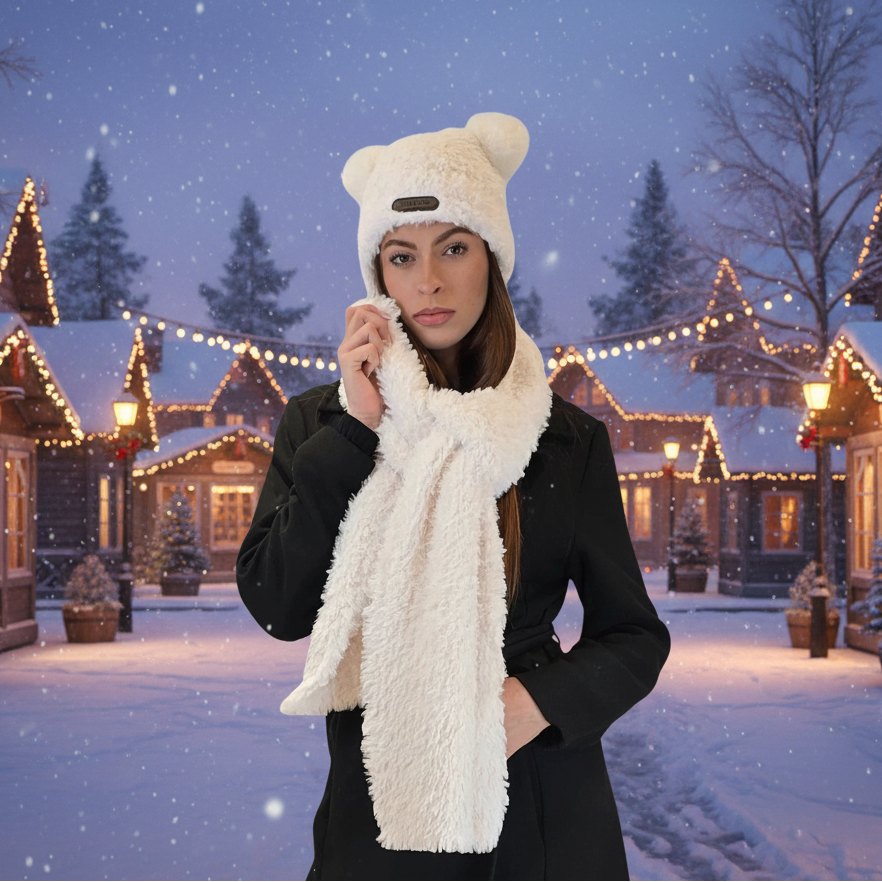 Set Teddy Bianco Borgo Natalizio