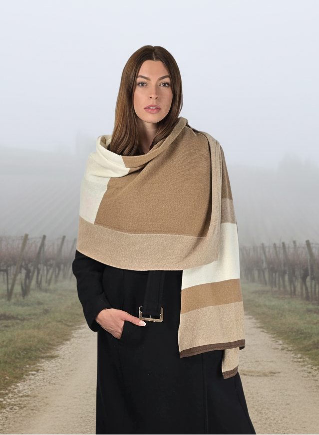 Stola Color Block Cammello Toscana