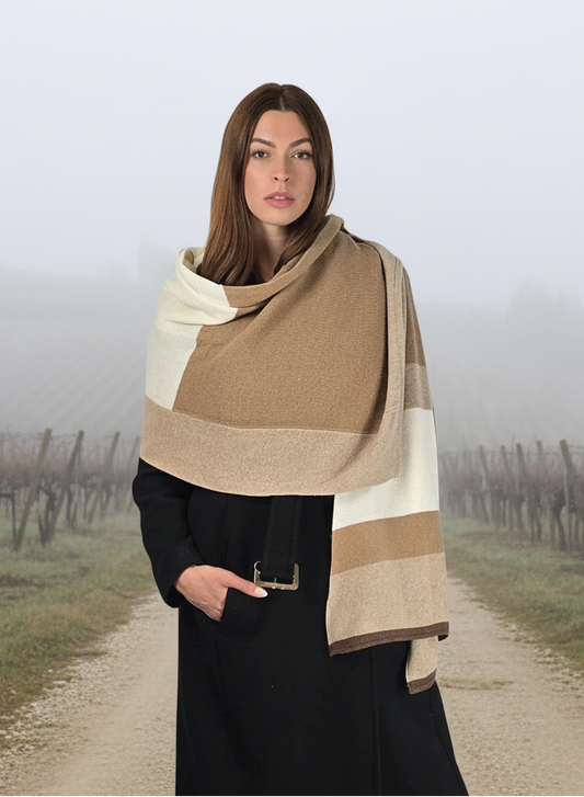 Stola Color Block Cammello Toscana
