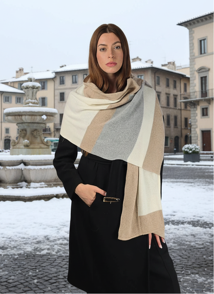 Stola Color Block Grigio Neve