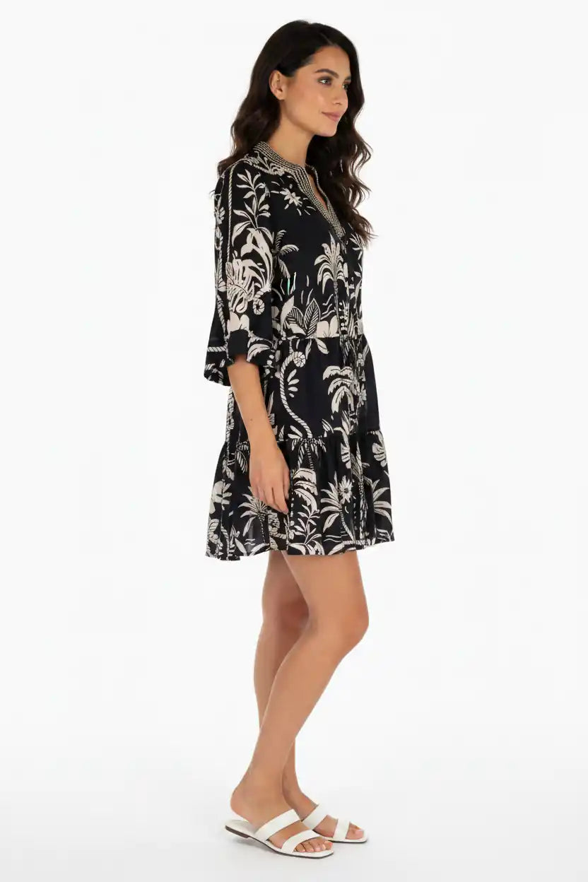 Vestito nero tropicale laterale